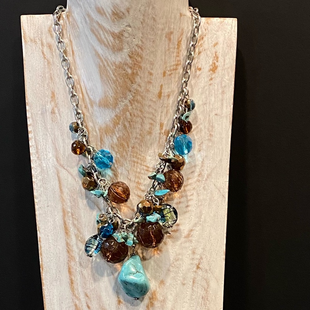 Esmor Silver Tone Dangle Bead Necklace